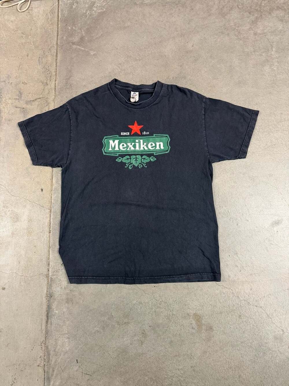 Alstyle Mexiken Beer Graphic T-Shirt Size XL Black Y2K